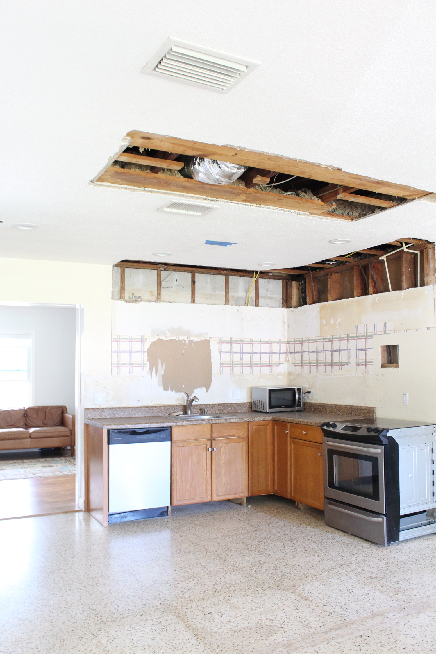 Kitchen soffit and wall removal