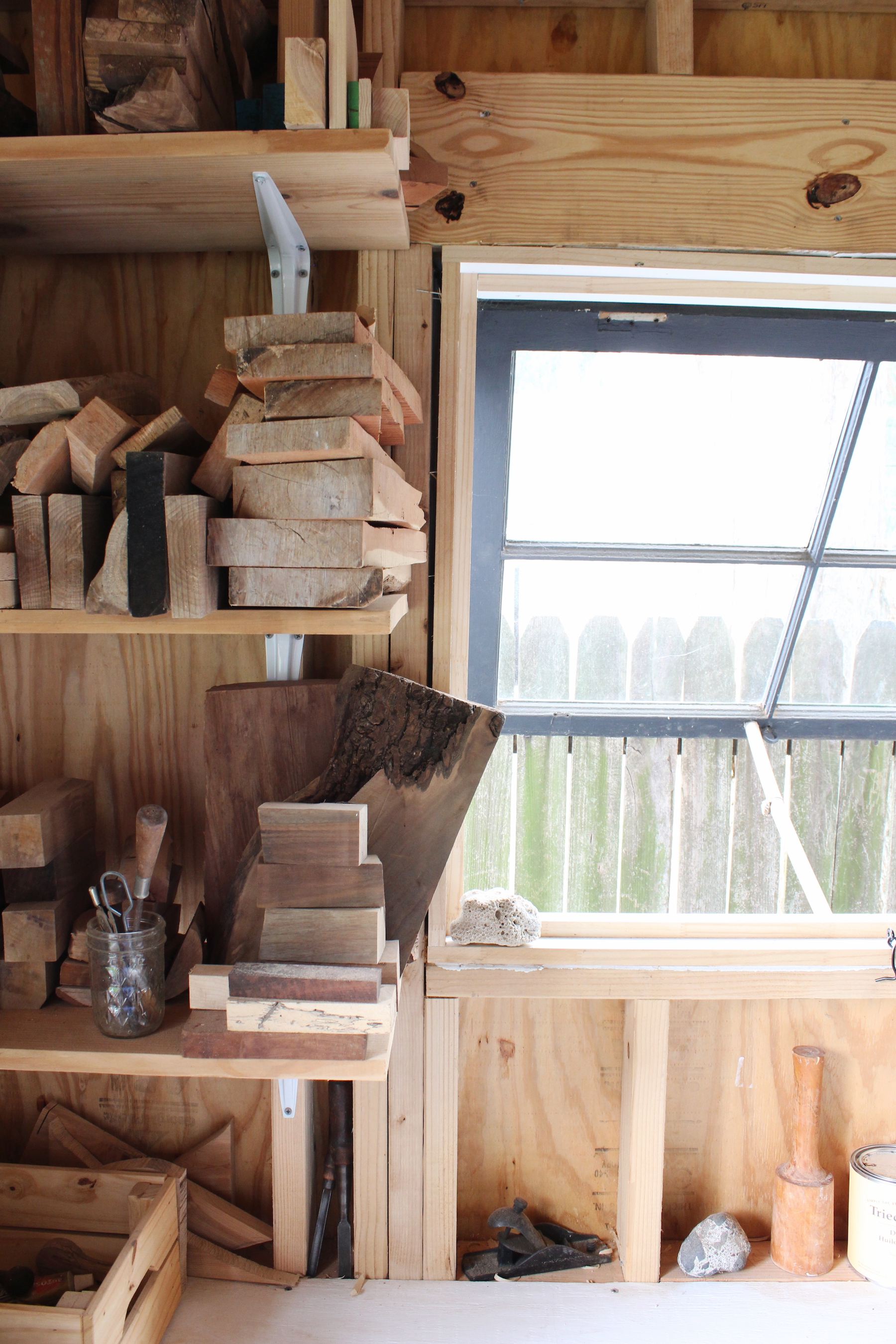 backyard shed wood carving workshop