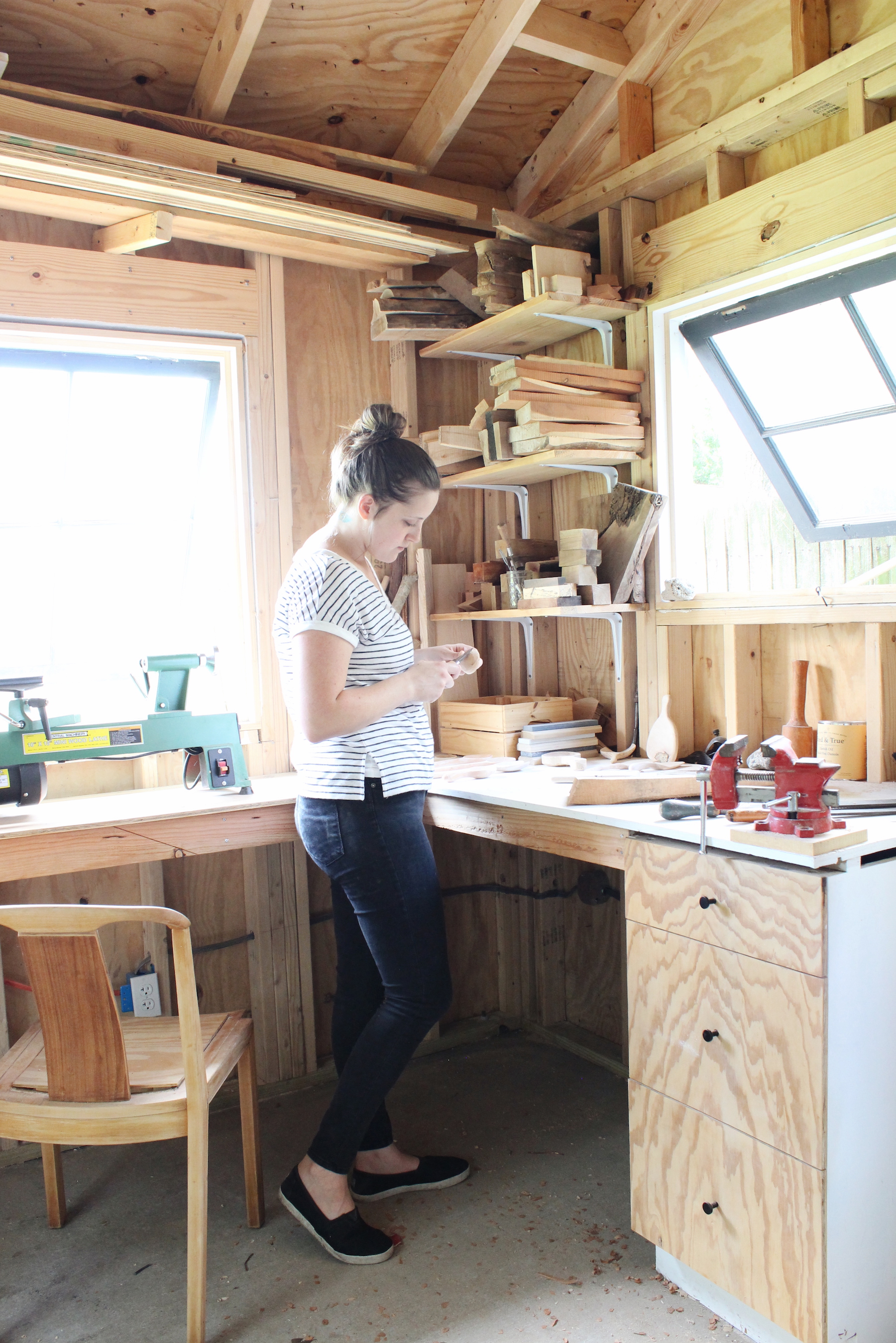 backyard shed wood carving workshop
